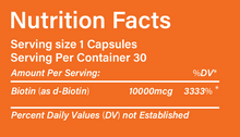 Load image into Gallery viewer, Biotin Vitamins Capsules 10 000 mcg, High potency for Hair, Skin, Nails