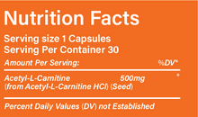 Load image into Gallery viewer, Acetil L Carnitine 500mg in Capsules, Free Shipping