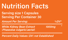 Load image into Gallery viewer, White Kidney Bean Extract Carb and fat Blocker 1000mg  Capsules Weight Control