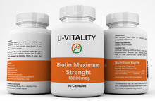 Load image into Gallery viewer, Biotin Vitamins Capsules 10 000 mcg, High potency for Hair, Skin, Nails