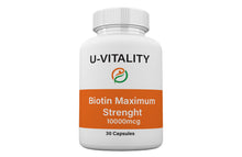 Load image into Gallery viewer, Biotin Vitamins Capsules 10 000 mcg, High potency for Hair, Skin, Nails