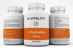 L Tryptophan extract 500mg Capsules, Serotonin Helps Support Mood Relaxation Calm